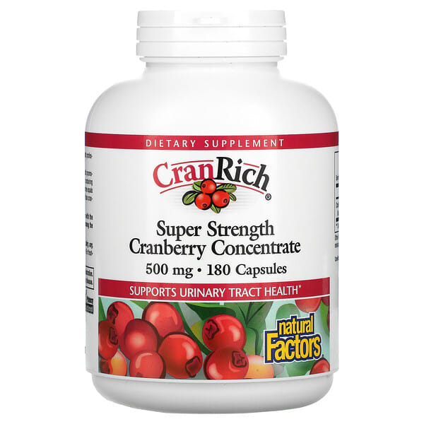 ناتورال فاكتورز‏, CranRich, Super Strength Cranberry Concentrate, 500 ملغ, 180 كبسولة